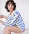 Cárdigan de algodón liso para mujer blanco MARSHMALLOW/azul PERSE