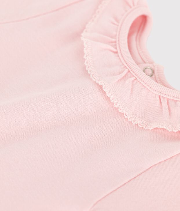 Bodi de manga corta con gorguera de beb&eacute; rosa