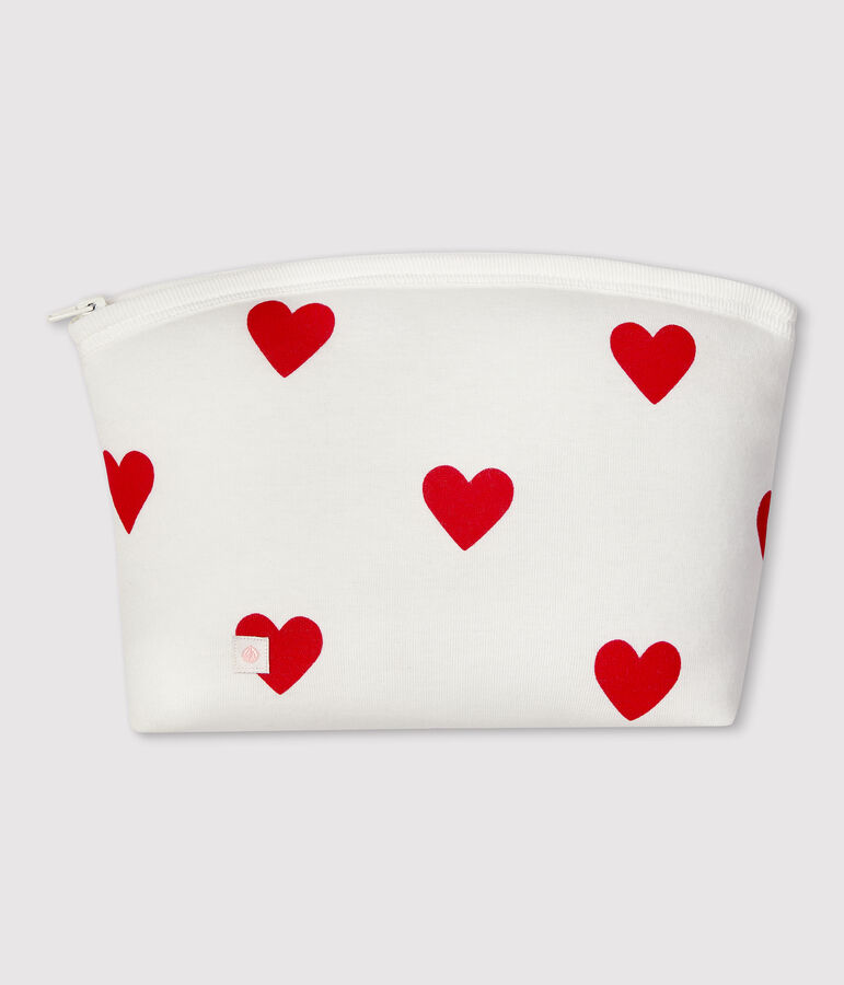 Estuche de algod&oacute;n org&aacute;nico con corazones rojos para Beb&eacute; blanco MARSHMALLOW/rojo TERKUIT