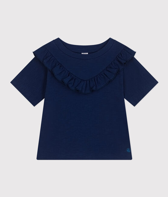 Camiseta de jersey flameado para niña azul MEDIEVAL