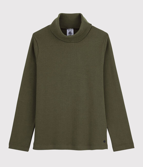 Prenda de cuello de cisne de algodón de niña/niño verde MILITARY