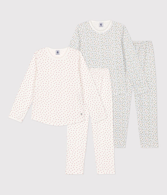 Juego de 2 pijamas de algodón con flores para niña variante 1