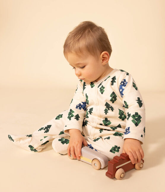 Pijama de felpa con abetos para bebé blanco AVALANCHE/ MULTICO