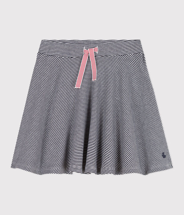 Falda infantil de algod&oacute;n a rayas azul/blanco