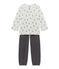 Pijama de terciopelo para niña gris MAKI/blanco LAIT/ MULTICO