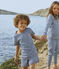 Pijama corto de algodón milrayas para niño azul MEDIEVAL/blanco MARSHMALLOW