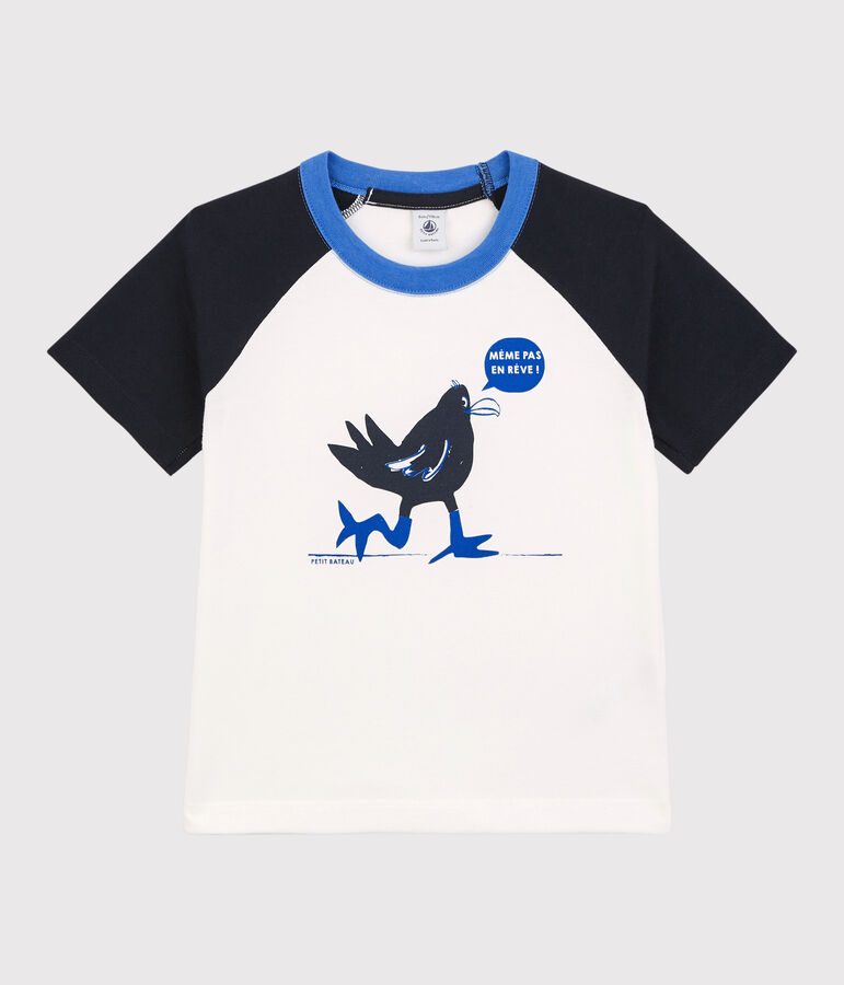 Camiseta de manga corta para ni&ntilde;o blanco/azul