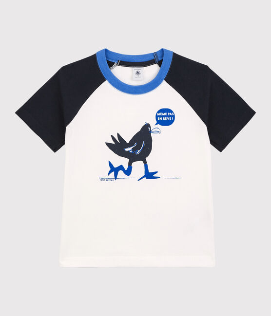 Camiseta de manga corta para niño blanco MARSHMALLOW/azul SMOKING