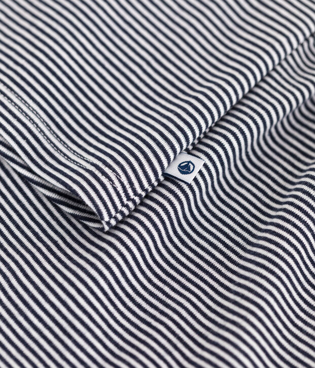 Pijama corto infantil de algod&oacute;n de tirantes a rayas azul/blanco