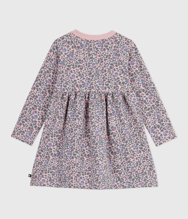 Vestido infantil de manga larga de algod&oacute;n rosa/multicolor