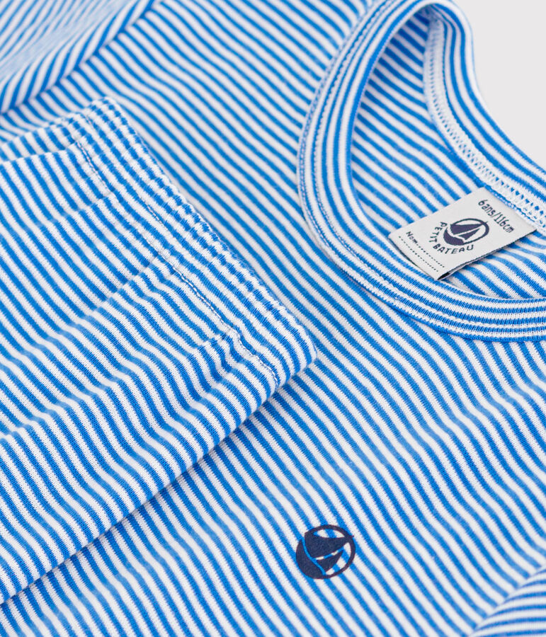 Pijama infantil de algod&oacute;n a rayas azul/blanco