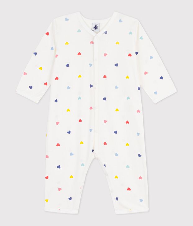 Pijama sin pies de algod&oacute;n con estampado de corazones para beb&eacute; blanco/multicolor
