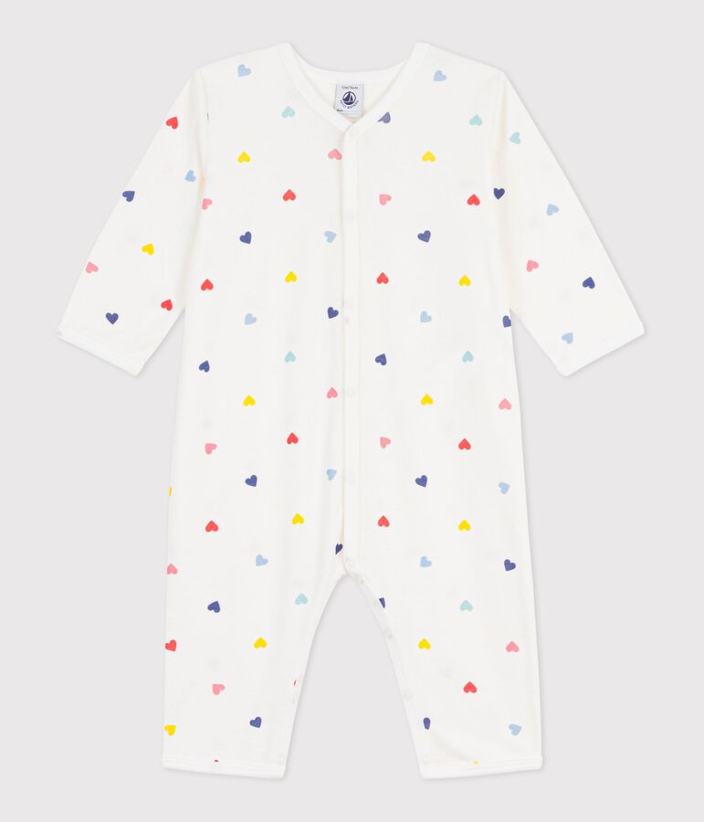 Pijama sin pies de algod&oacute;n con estampado de corazones para beb&eacute; blanco/multicolor
