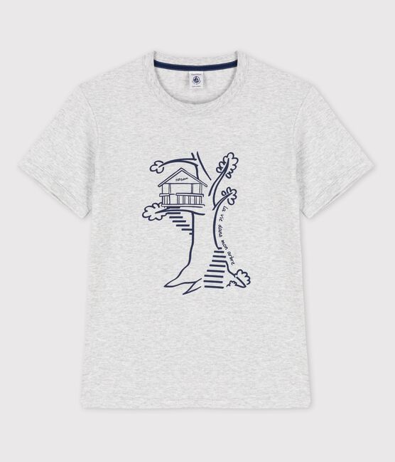 Camiseta de manga corta de algodón de niño gris POUSSIERE CHINE