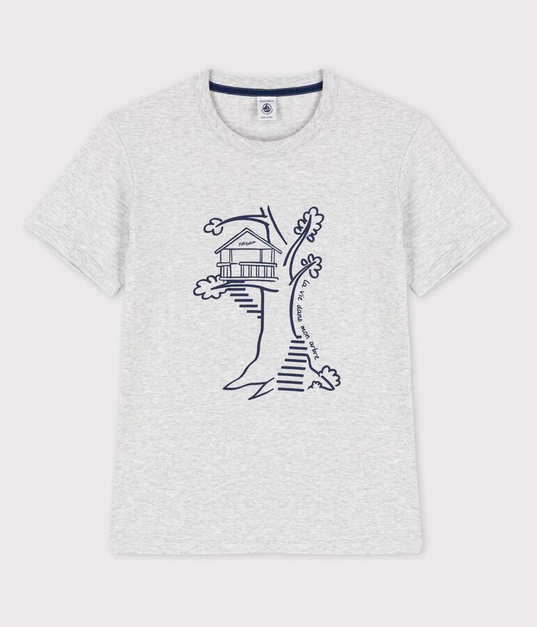 Camiseta de manga corta de algod&oacute;n de ni&ntilde;o gris