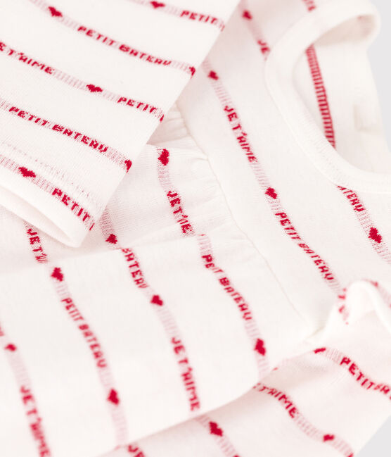 Vestido legging de jacquard de algodón para bebé blanco MARSHMALLOW/rojo TERKUIT