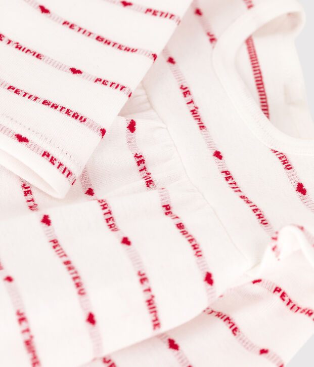 Vestido legging de jacquard de algod&oacute;n para beb&eacute; blanco/rojo