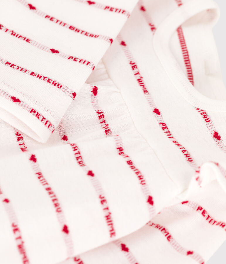 Vestido legging de jacquard de algod&oacute;n para beb&eacute; blanco/rojo