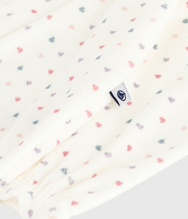 Pijama de terciopelo con cuello con estampado de corazones para beb&eacute; blanco/multicolor