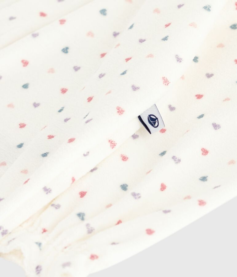 Pijama de terciopelo con cuello con estampado de corazones para beb&eacute; blanco MARSHMALLOW/blanco MULTICO