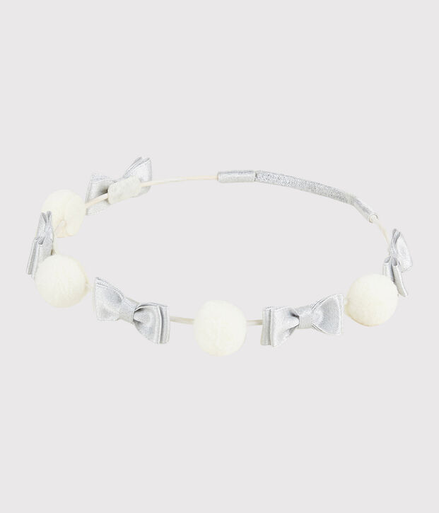 Diadema de ni&ntilde;a blanco/gris