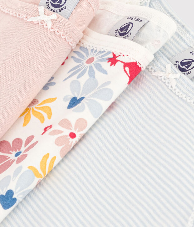 Juego de 3 camisetas de tirantes infantiles de algod&oacute;n con flor multicolor