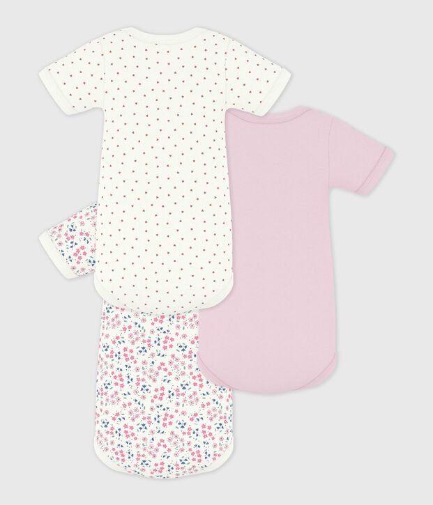 Juego de bodies de algod&oacute;n de manga corta con estampado de flores para beb&eacute; multicolor