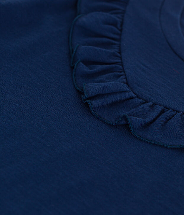 Camiseta de jersey flameado para ni&ntilde;a azul