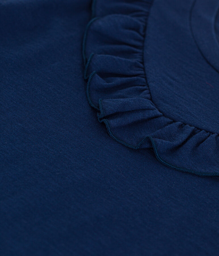 Camiseta de jersey flameado para ni&ntilde;a azul