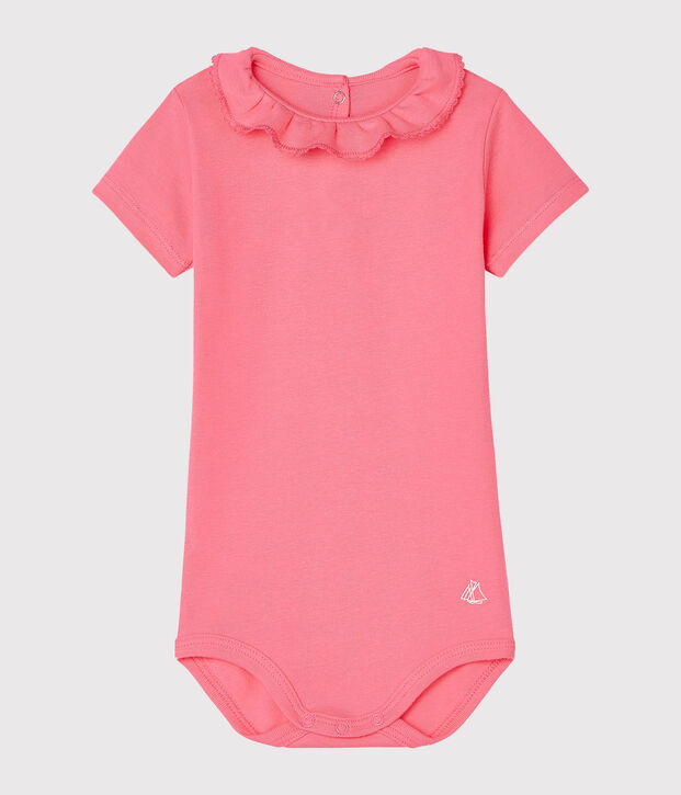 Bodi para beb&eacute; ni&ntilde;a con collar&iacute;n rosa