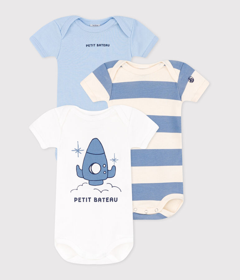 Juego de 3 bodis de algod&oacute;n de manga corta para beb&eacute; multicolor