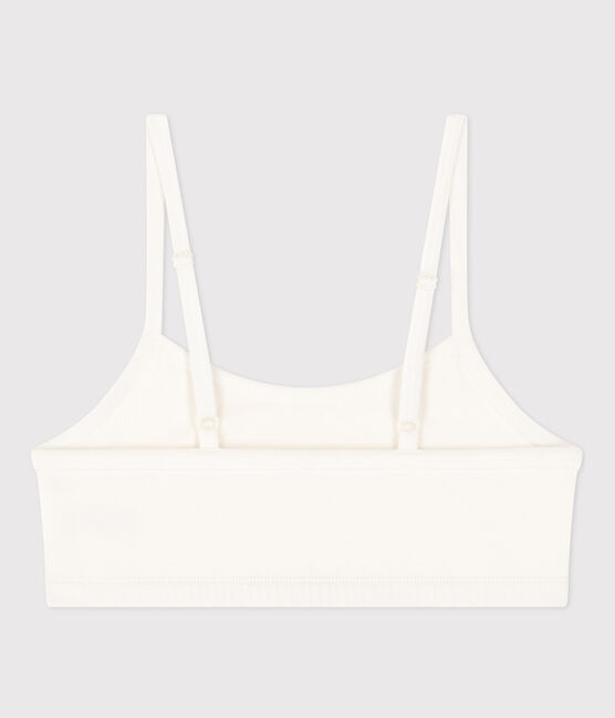 Top liso de algodón y elastano para mujer blanco MARSHMALLOW