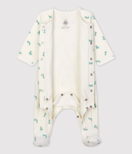 Bodyjama de algodón orgánico de bebé blanco MARSHMALLOW/ HERBIER