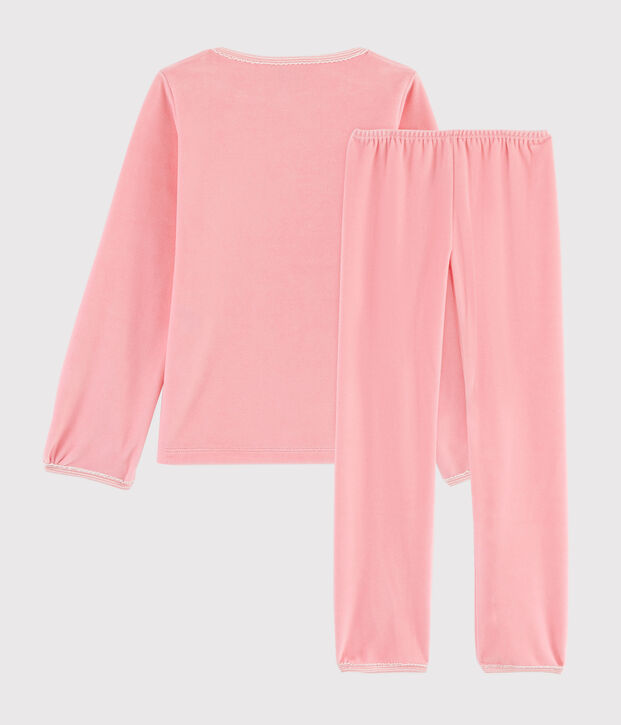 Pijama rosa con animales yoga de ni&ntilde;a de terciopelo rosa