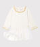 Vestido bimaterial de manga larga para bebé niña blanco MARSHMALLOW/amarillo OR
