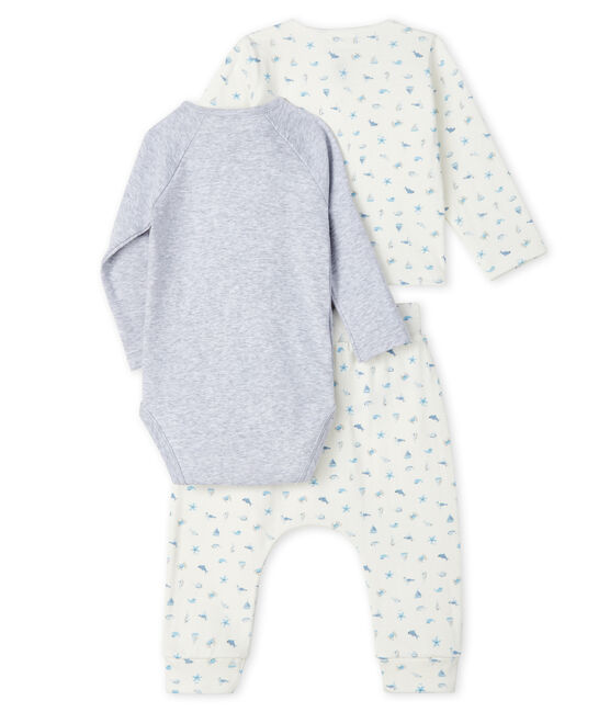 Conjunto de tres piezas para bebé de túbico blanco MARSHMALLOW/azul TOUDOU/ MULTICO