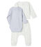 Conjunto de tres piezas para bebé de túbico blanco MARSHMALLOW/azul TOUDOU/ MULTICO