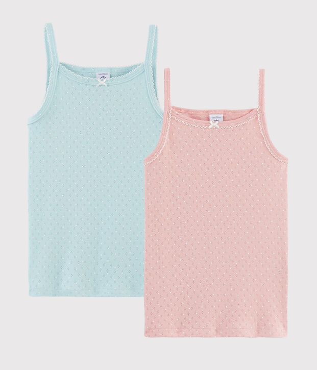 Lote de 2 camisas de tirantes con calado para ni&ntilde;a multicolor