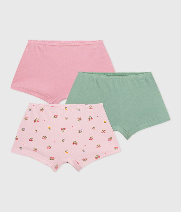 Juego de culottes infantiles de algod&oacute;n con estampado de flores multicolor
