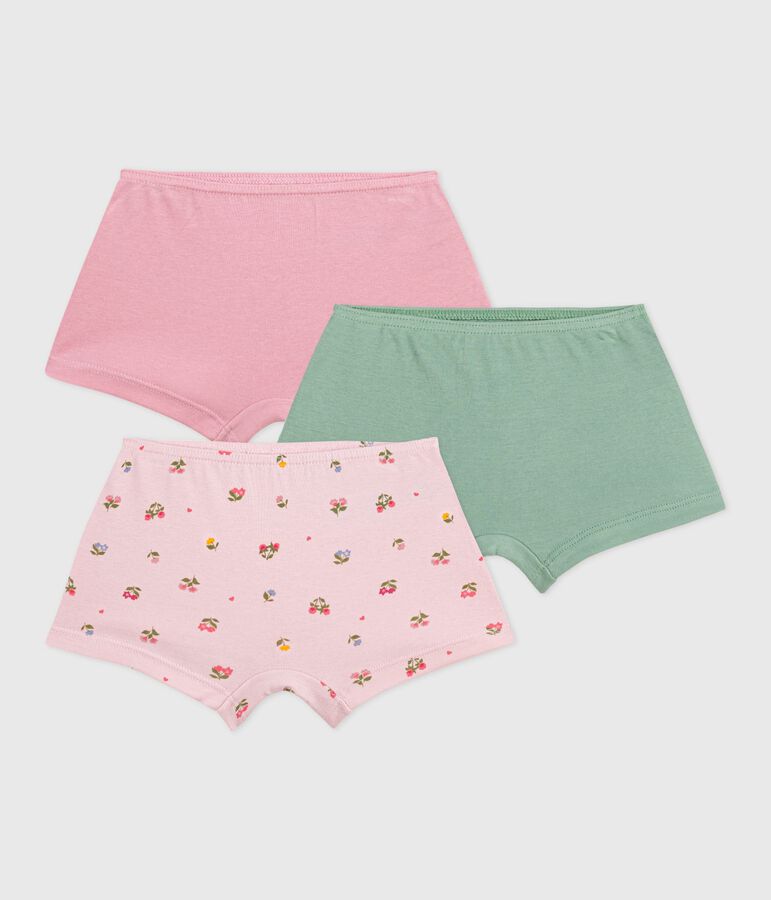 Juego de culottes infantiles de algod&oacute;n con estampado de flores multicolor