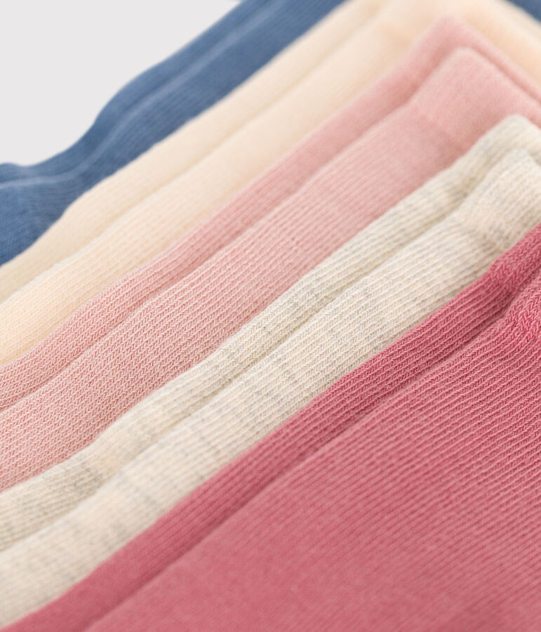 5 pares de calcetines infantiles de algod&oacute;n lisos multicolor