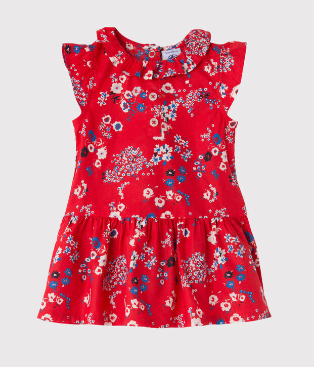 Vestido estampado de beb&eacute; ni&ntilde;a  rojo/multicolor