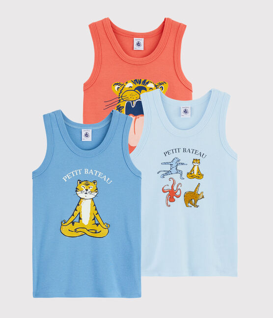 Lote de 3 camisetas de tirantes con animales yoga para niño pequeño variante 1