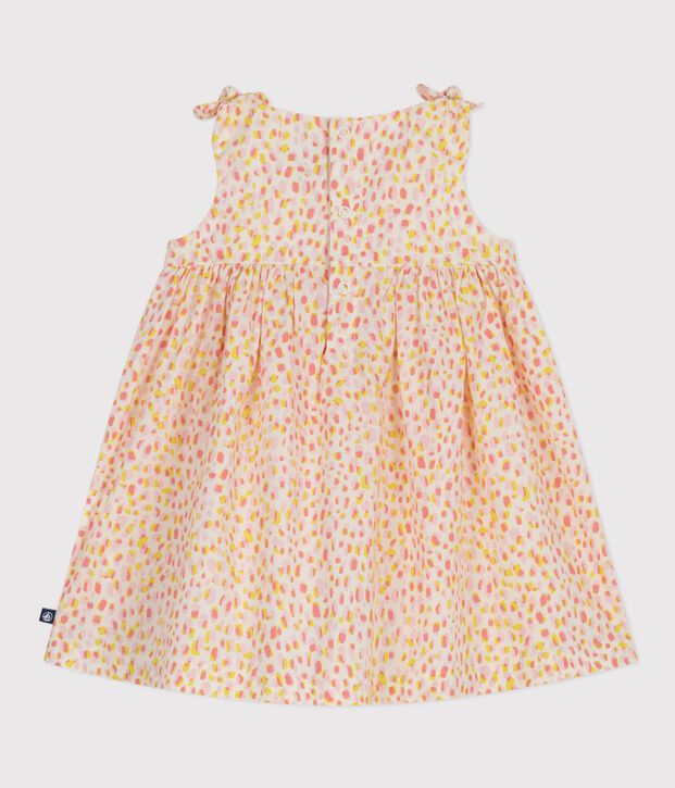 Vestido de algod&oacute;n sin mangas con estampado para beb&eacute; blanco/multicolor