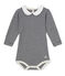 Body bebé de niña de milrayas azul SMOKING/beige COQUILLE