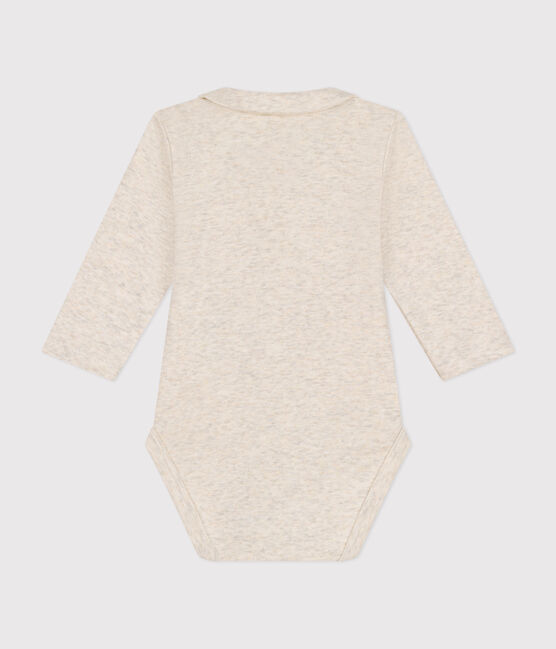 Body de manga larga con cuello de algodón de bebé beige MONTELIMAR CHINE