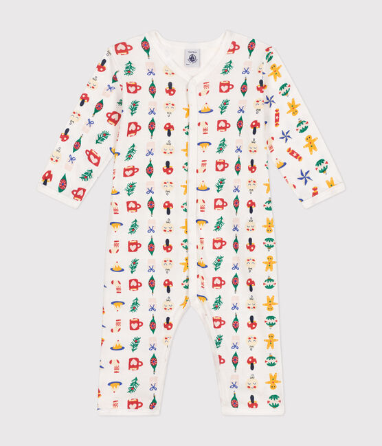 Pijama sin pies de algodón con estampado para bebé blanco MARSHMALLOW/blanco MULTICO