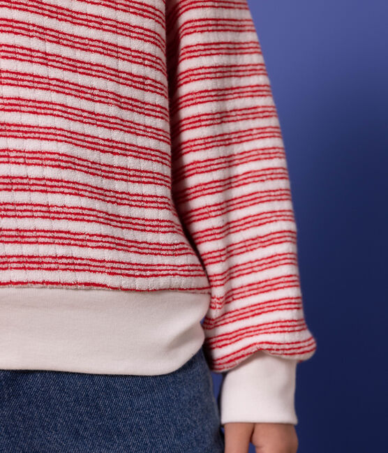 Sudadera a rayas para niño/niña blanco MARSHMALLOW/rojo PEPS