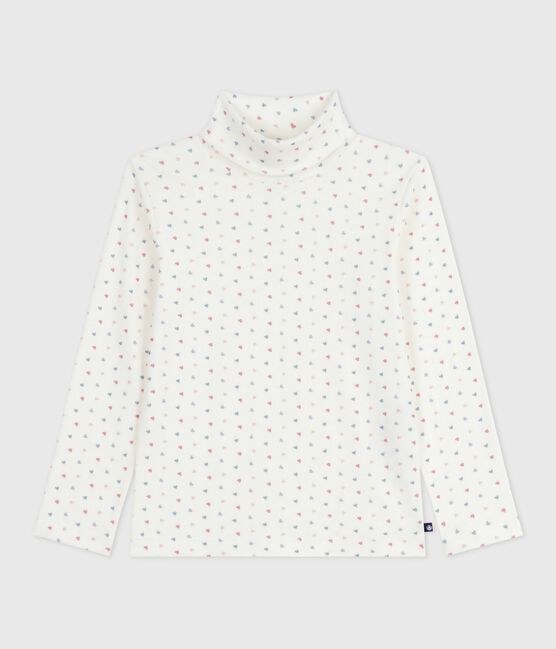 Camiseta infantil de cuello alto de algodón estampado blanco MARSHMALLOW/blanco MULTICO