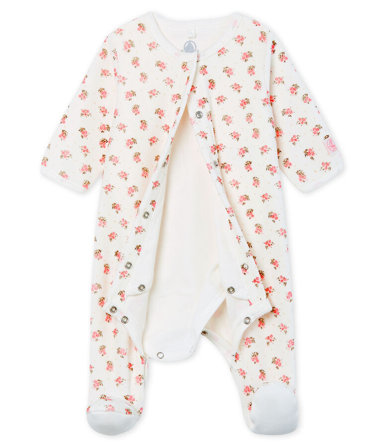 Bodyjama para beb&eacute; de ni&ntilde;a de terciopelo blanco/multicolor